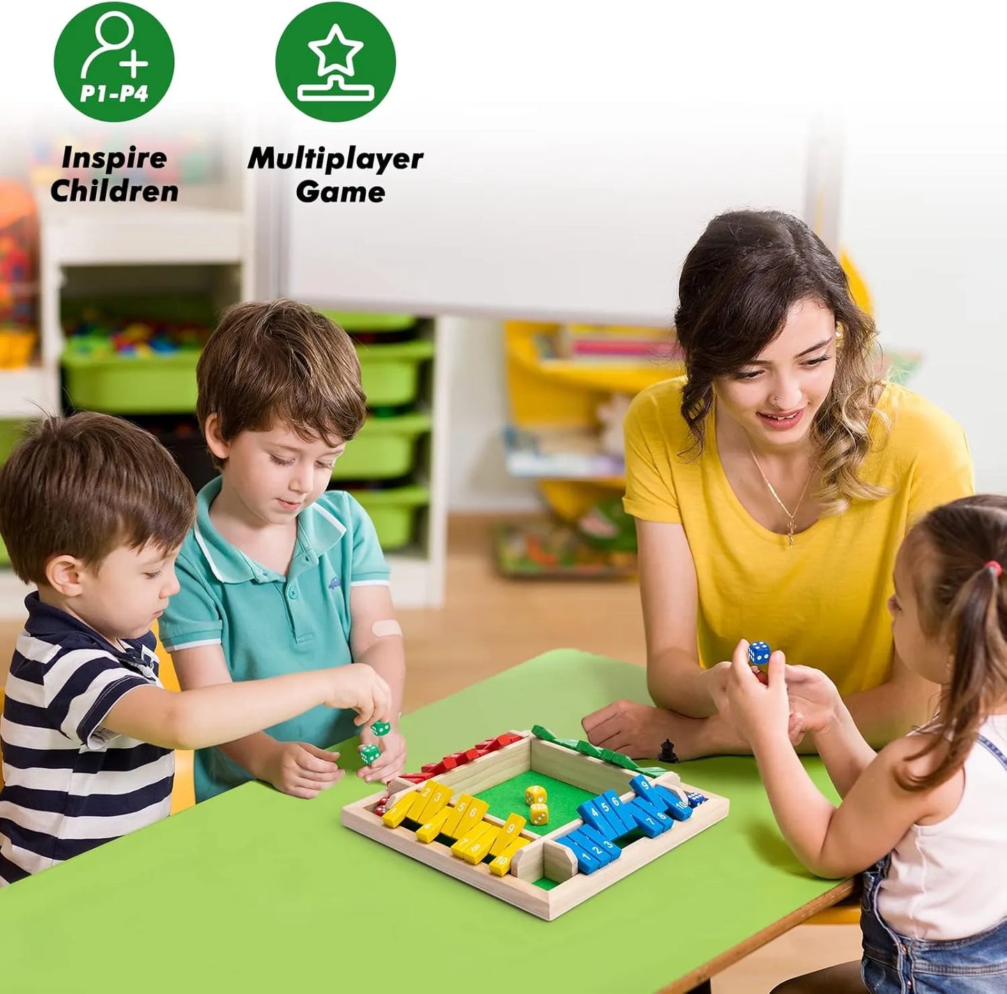 Wooden 4 Players Dice Board Family Game