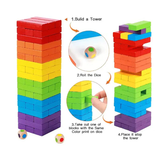Jenga Wooden Color Tower(48 Pieces)