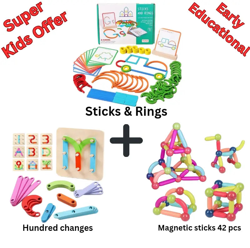 Magnetic Sticks(42 pcs) | 3D Construction Building Blocks