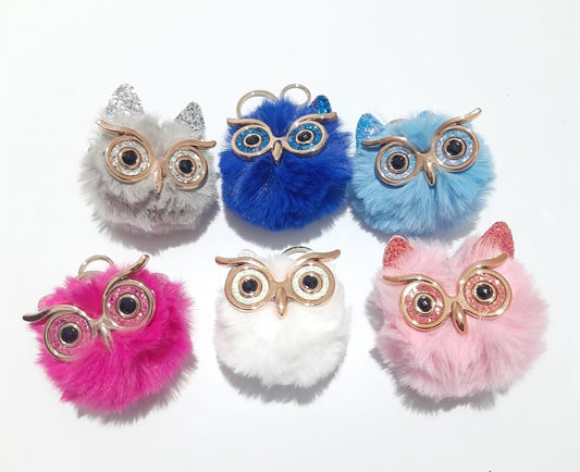 Owl Keychain, Fluffy Owl Bird for Bag, Wallet, Handbags, Cars Key