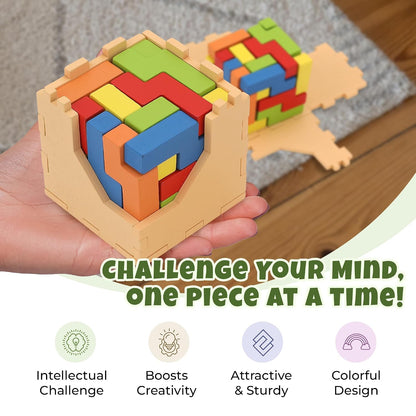 3D Wooden Puzzle Cube Colorful