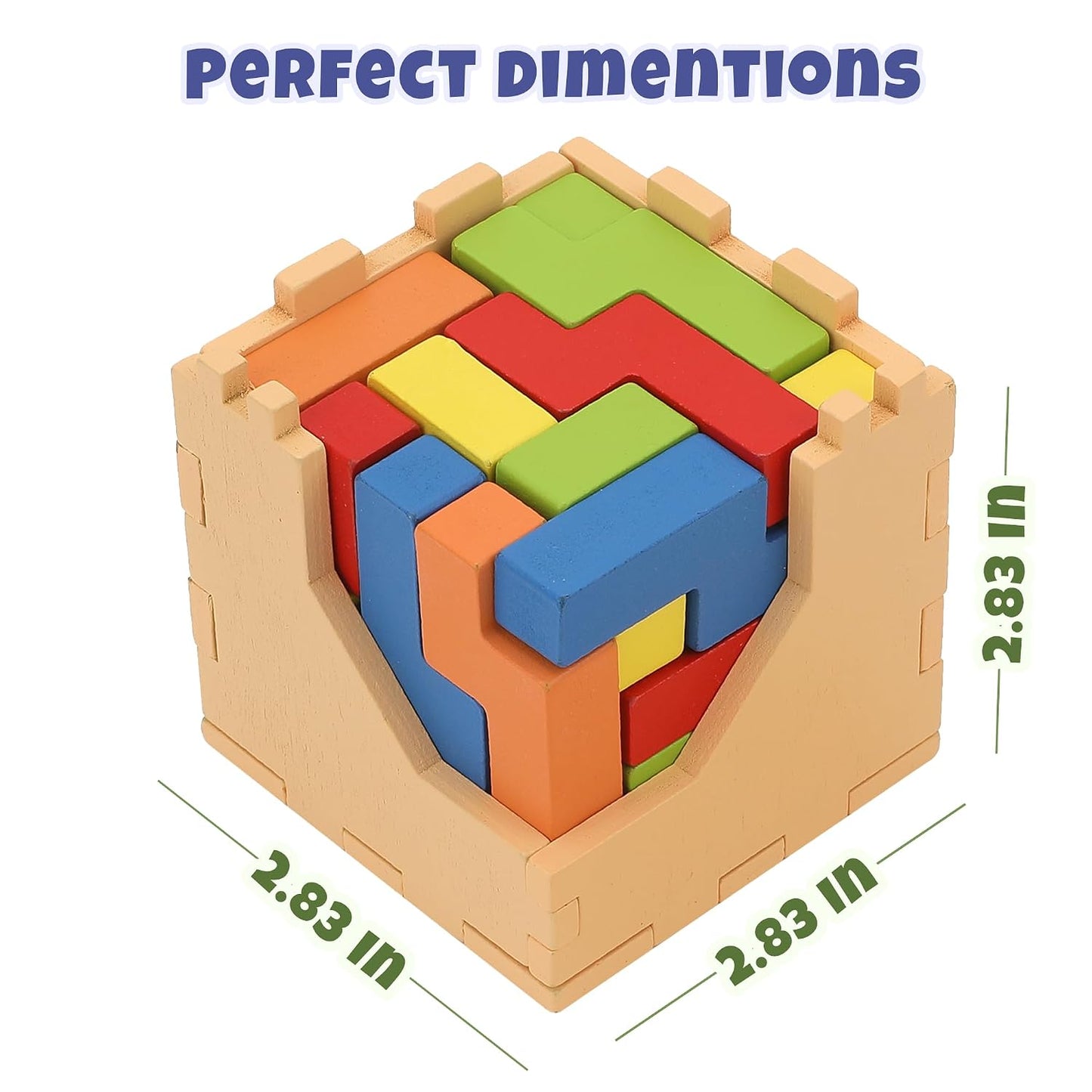 3D Wooden Puzzle Cube Colorful