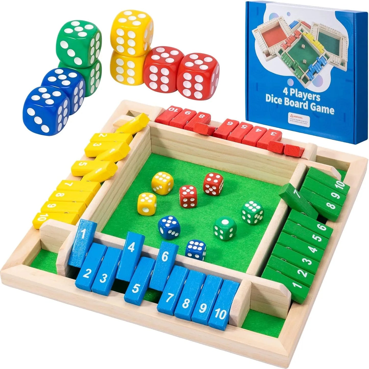Wooden 4 Players Dice Board Family Game