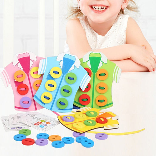 Clothes Button - Tie Clothes Educational Thread Toy for Toddlers, Preschoolers & School Supplies