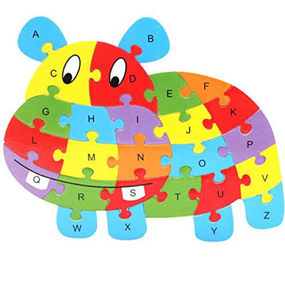 Counting Puzzle Cartoon Animal Wooden Letters