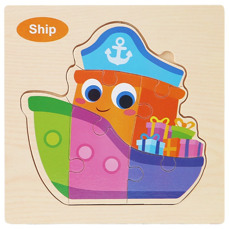 Counting Puzzle Cartoon Animal Wooden Letters