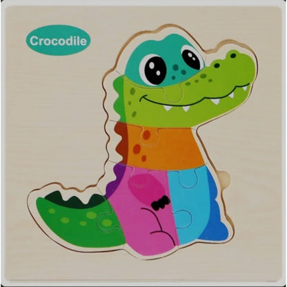 Counting Puzzle Cartoon Animal Wooden Letters