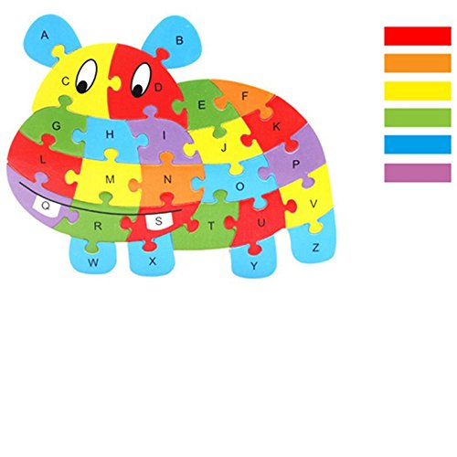 Counting Puzzle Cartoon Animal Wooden Letters