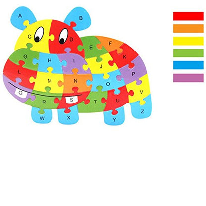 Counting Puzzle Cartoon Animal Wooden Letters
