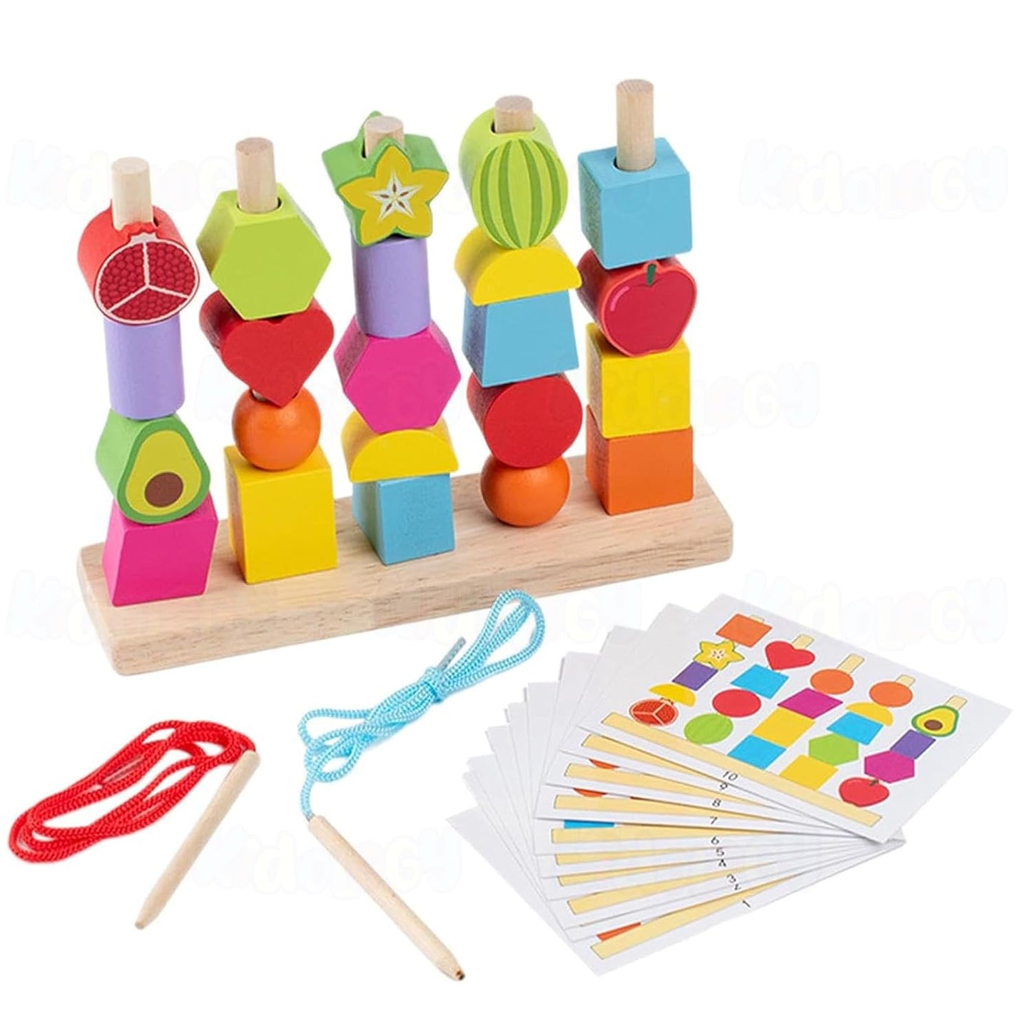 Kidology Montessori 2 in 1 Wooden Beads Sequencing Toy Set