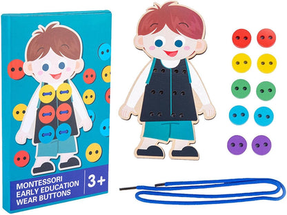 Montessori Wear Buttons - Threading Toys For Toddlers