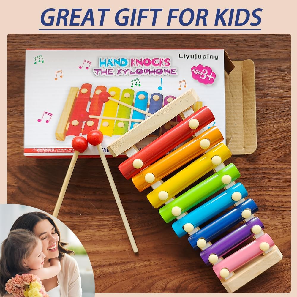 Xylophone for Toddlers, Baby Xylophone with 2 Safe Wooden Mallets
