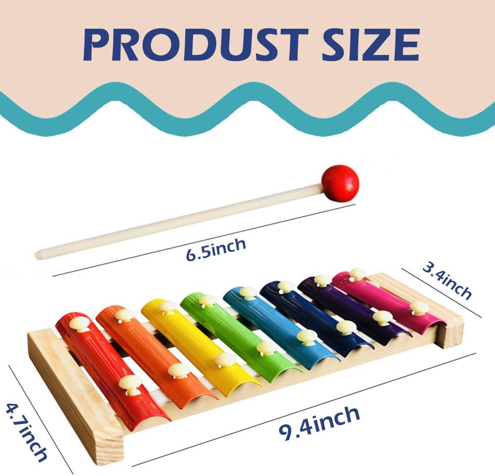 Xylophone for Toddlers, Baby Xylophone with 2 Safe Wooden Mallets