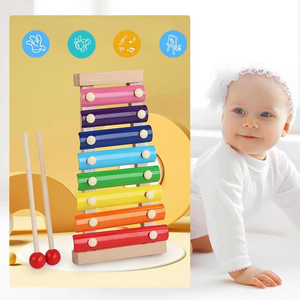 Xylophone for Toddlers, Baby Xylophone with 2 Safe Wooden Mallets