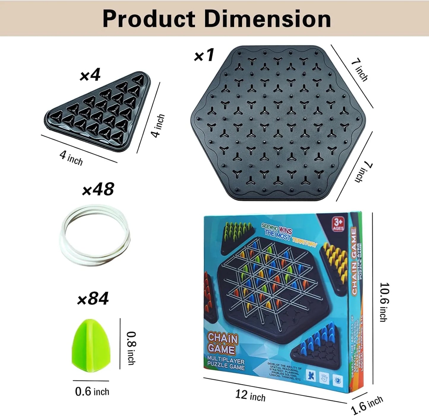 Chain Chess Game, Family Interactive Strategy kids-Adults toy (Large Size)