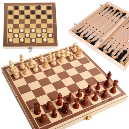 Bamboo Board 3-in-1 Chess,Checkers & Backgammon Set | size 100 * 48 cm