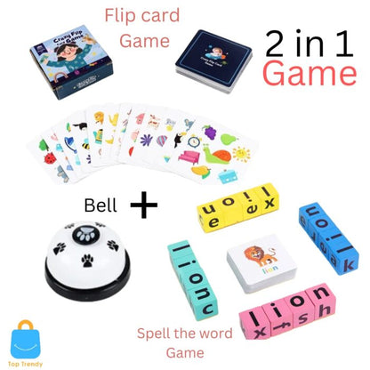 2 in 1 game | spell the word (English version) | Flip card game + Bell