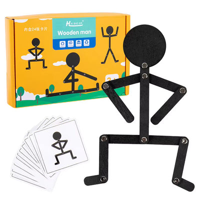 Wooden Stickman Toy, Stick Bot, Educational Stickman Toy,Montessori Toy