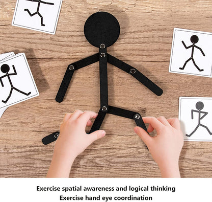 Wooden Stickman Toy, Stick Bot, Educational Stickman Toy,Montessori Toy